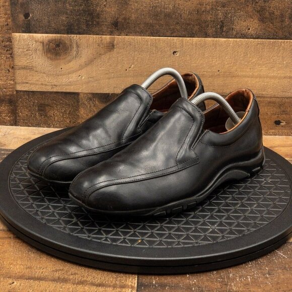 ALLEN EDMONDS GOMMUS MENS CASUAL SHOES BLACK LEATHER SLIP ON LOAFERS SIZE 9.5B - Picture 1 of 9